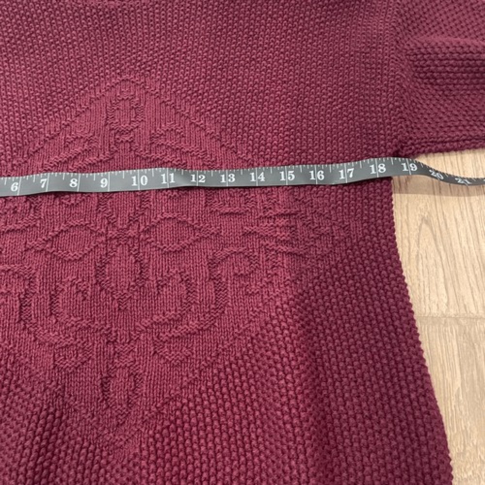 Vintage Hunt Club Maroon Knit Mock Neck‎ Oversized Pullover Fisherman Sweater PS - Picture 7 of 8